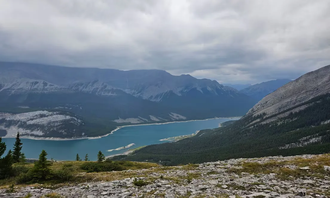 The view of the Canmore townsite from the top of Lady Macdonald Mountain in Kananaskis Country. (Greg Colgan/CBC)