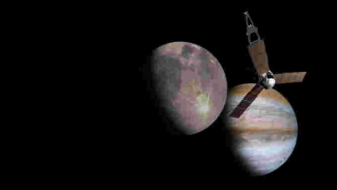 Juno at Ganymede illustration teaser NASA JPL-Caltech SwRI MSSS Kalleheikki Kannisto