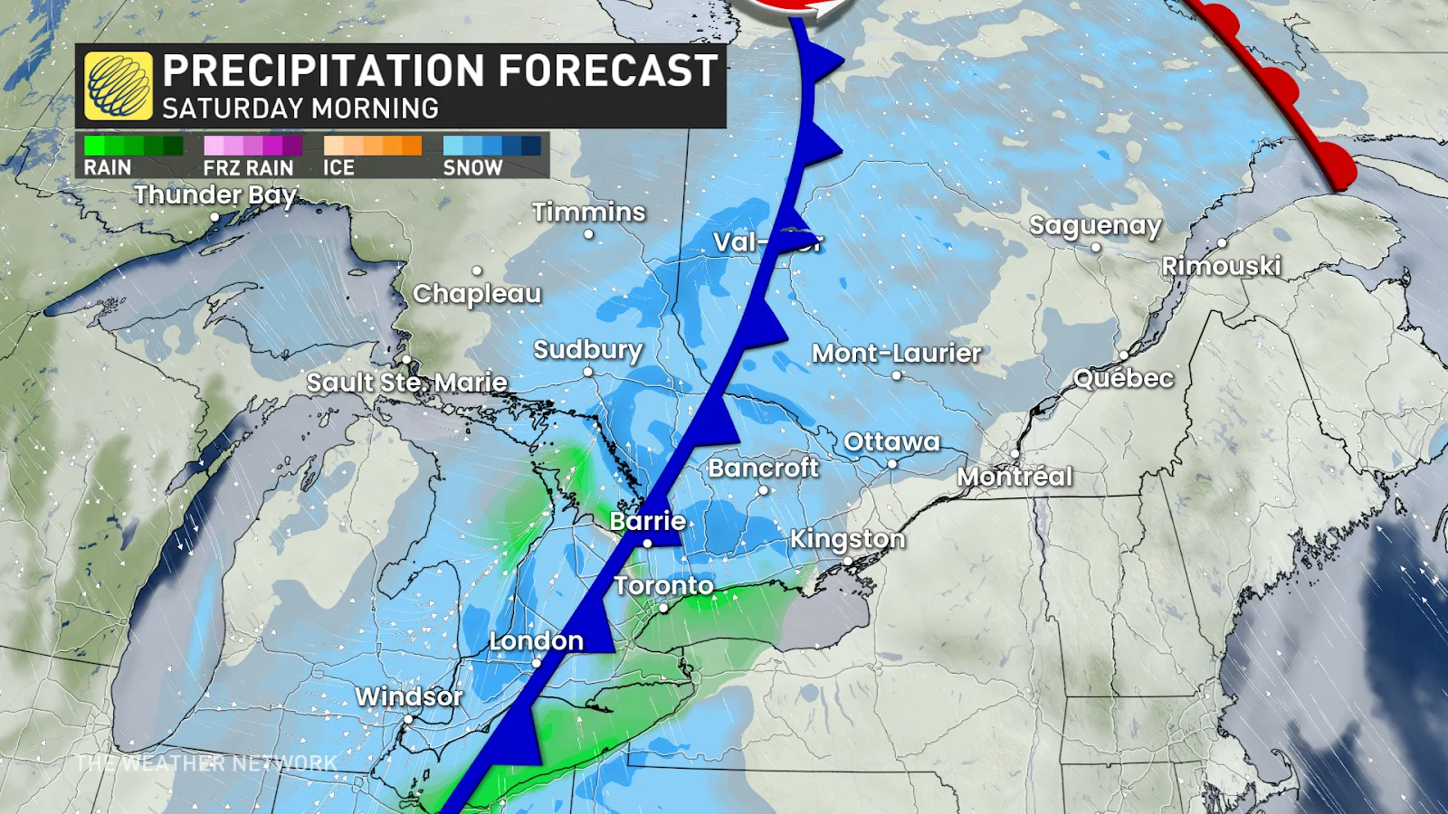 ON precipitation forecast Saturday AM Jan 17