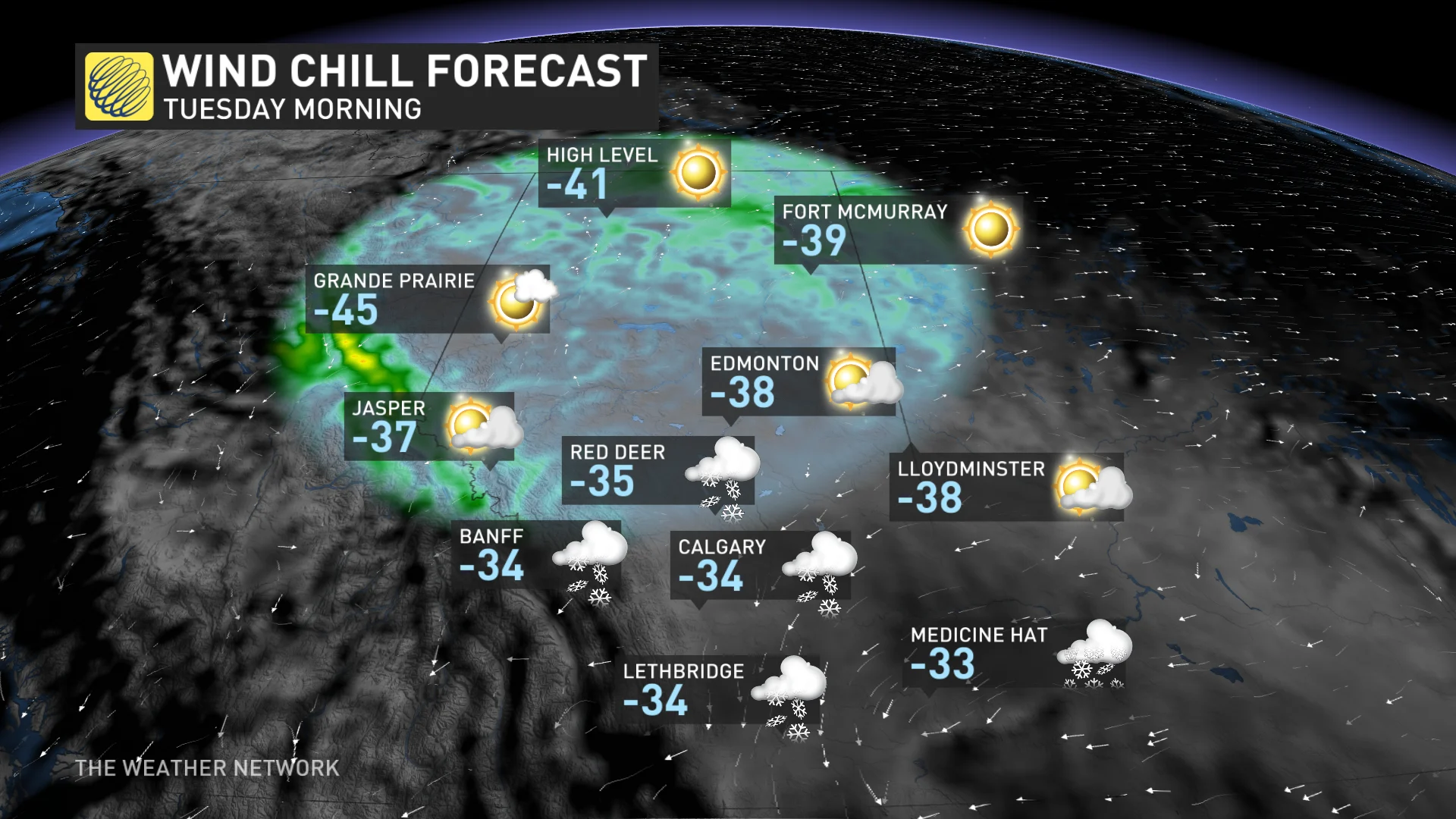 Baron - AB wind chill Tuesday - Feb3