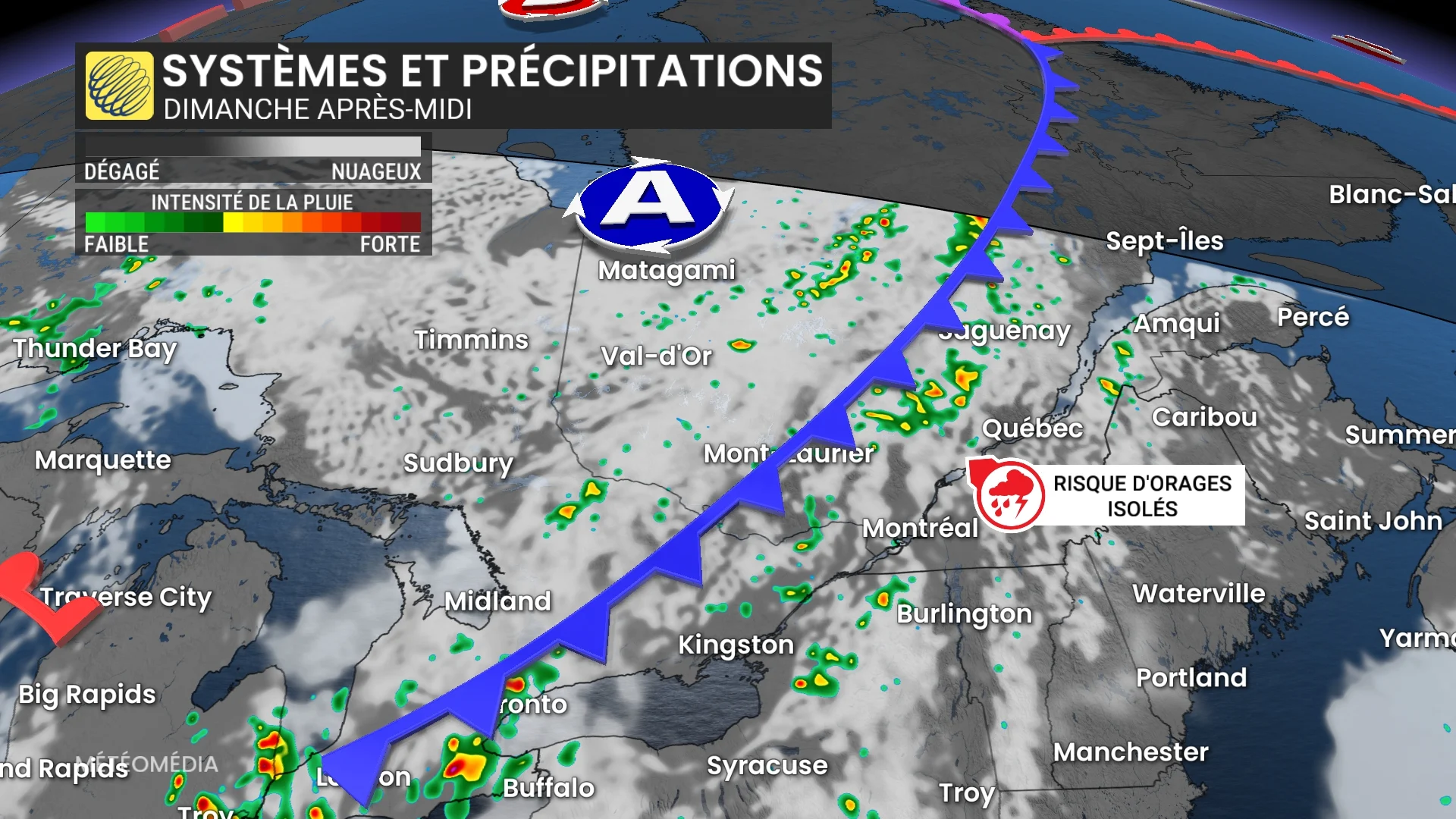 Orages : un changement de régime s'installe dès dimanche au Québec
