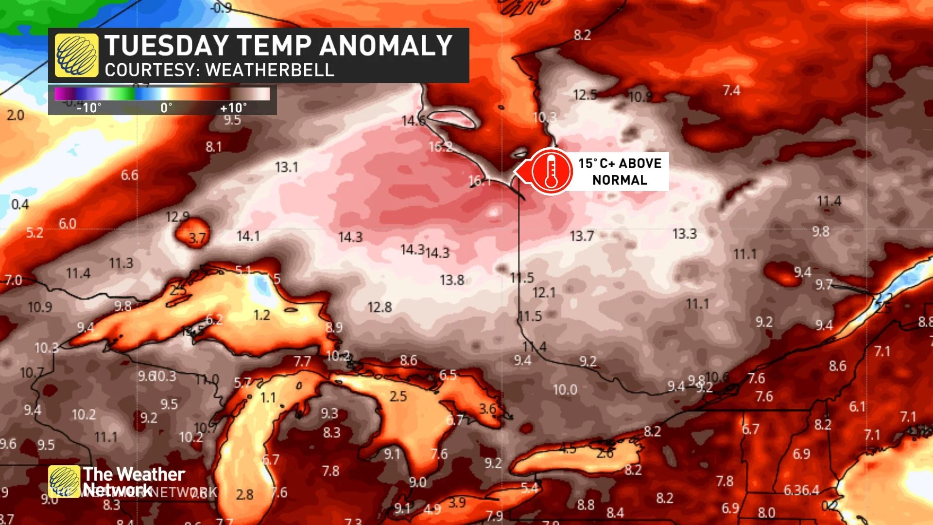 Northern Ontario temp anomalies