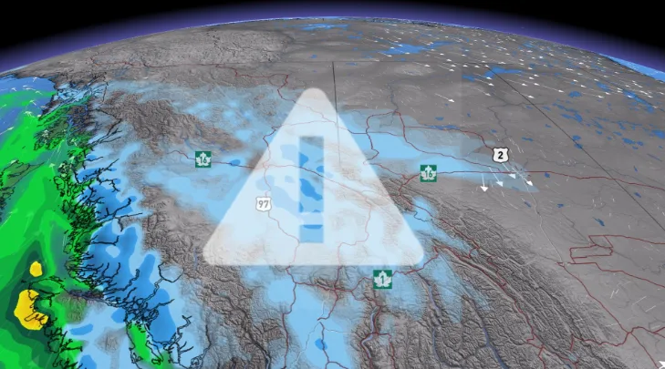 Hazardous travel with 30+ cm of snow through the B.C. Interior into Alberta