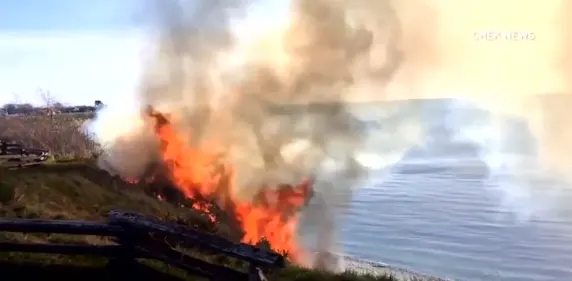 Large brush fire on Vancouver Island, woman hospitalized