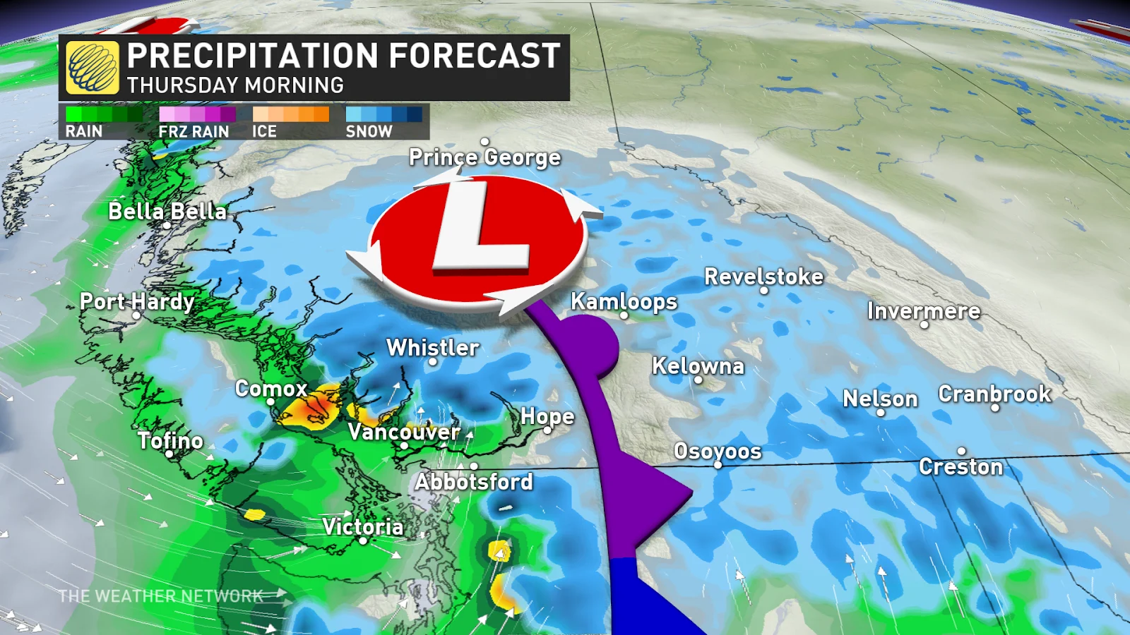 B.C. forecast precipitation Thursday morning - Dec. 25, 2024