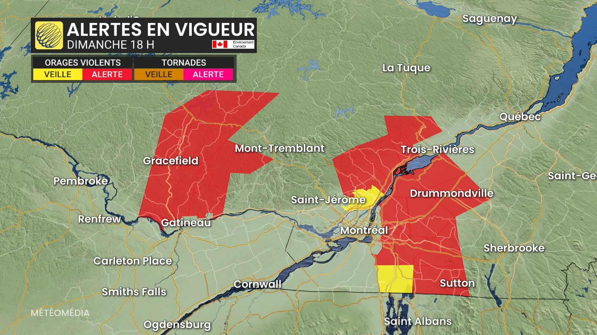 Alertes d'orages violents
