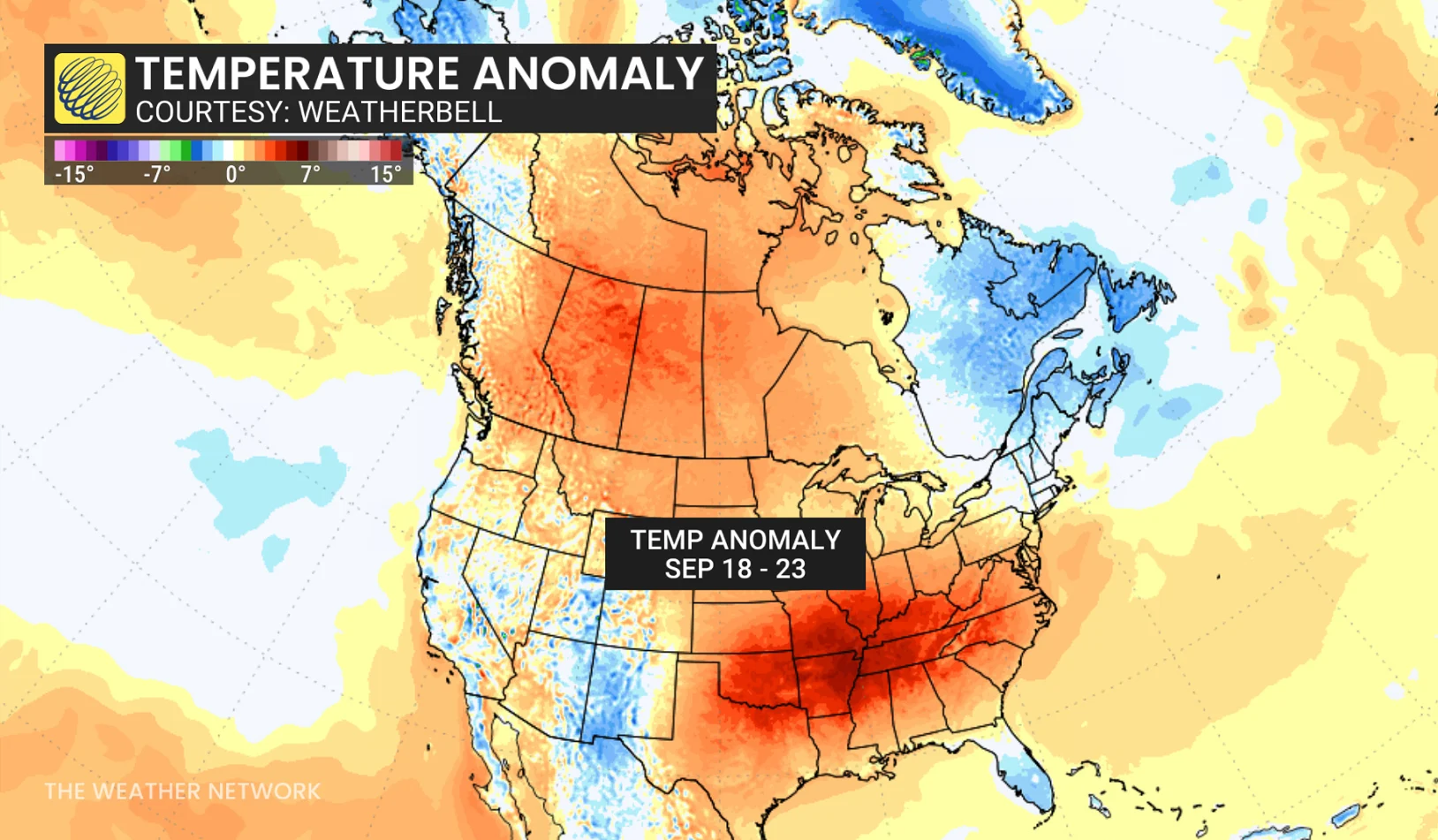 Canada Temperature Anomaly September 18-23