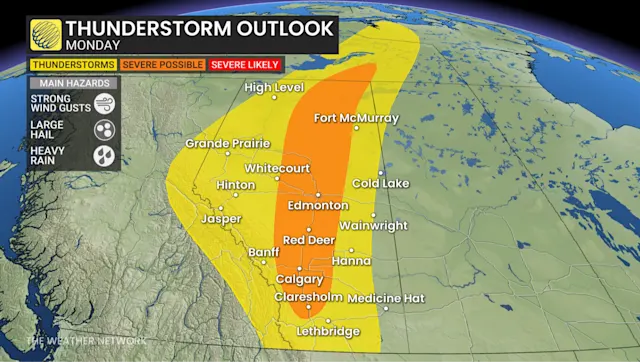 Severe storm setup in Alberta could bring huge hail and damaging winds ...