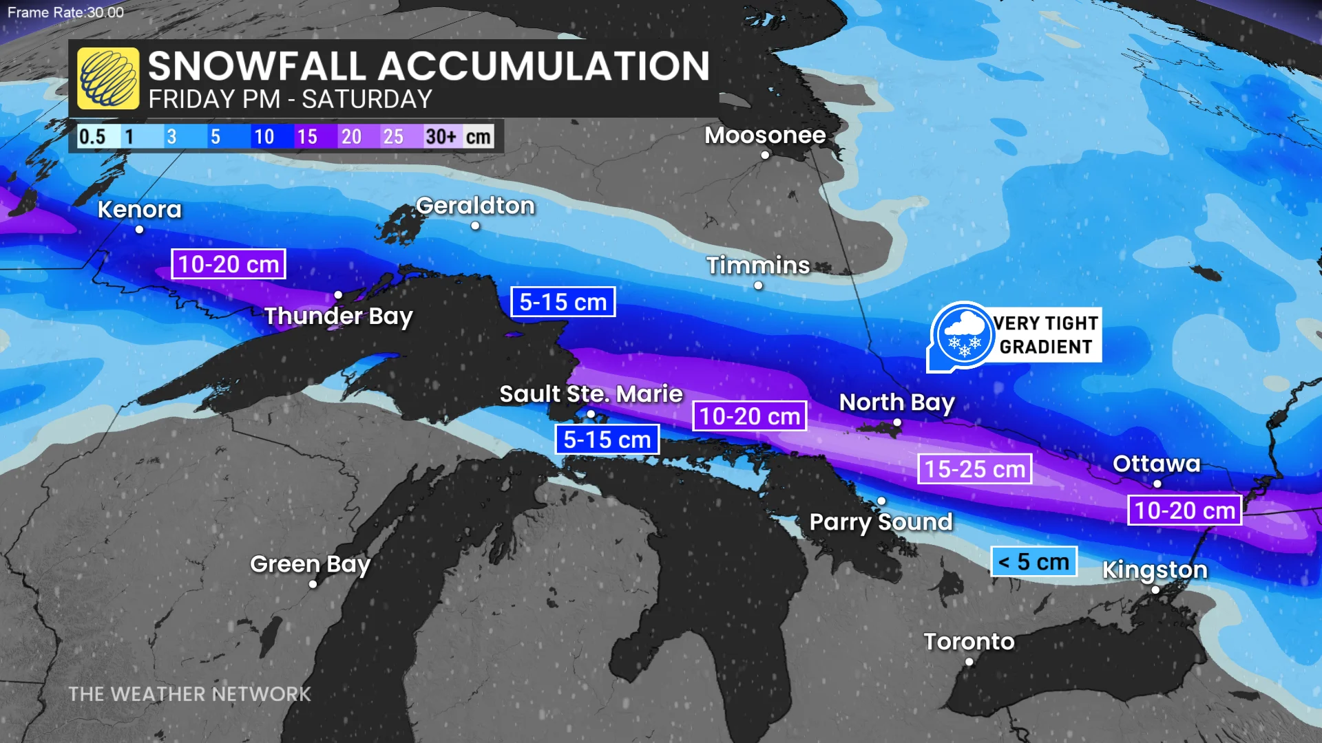 Ontario snow accumulation Friday night to Saturday