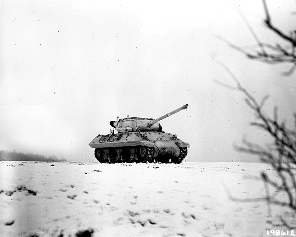 Tank snow battle of the bulge US Army Wikimedia Commons