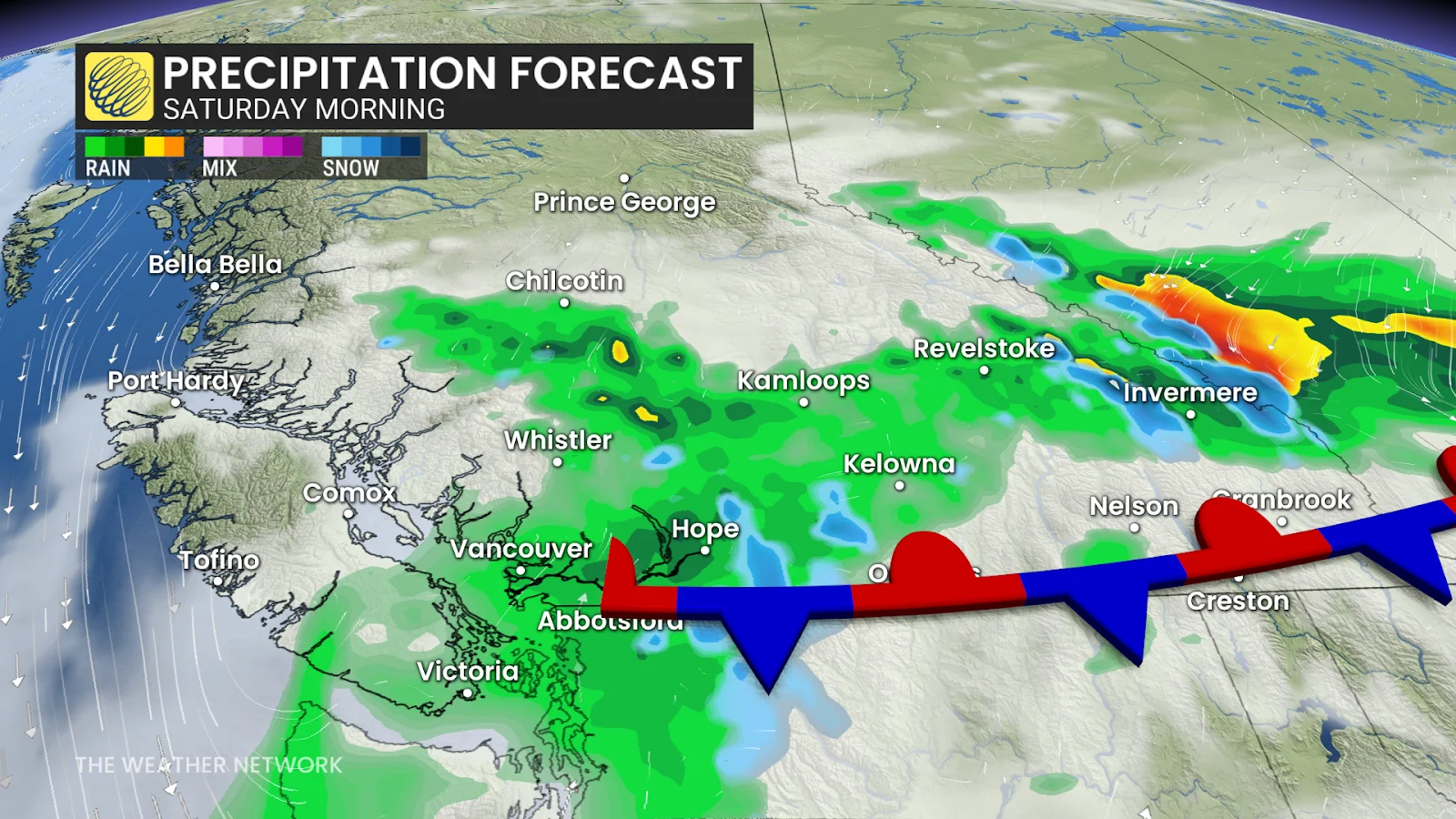 BC Precipitation Saturday morning