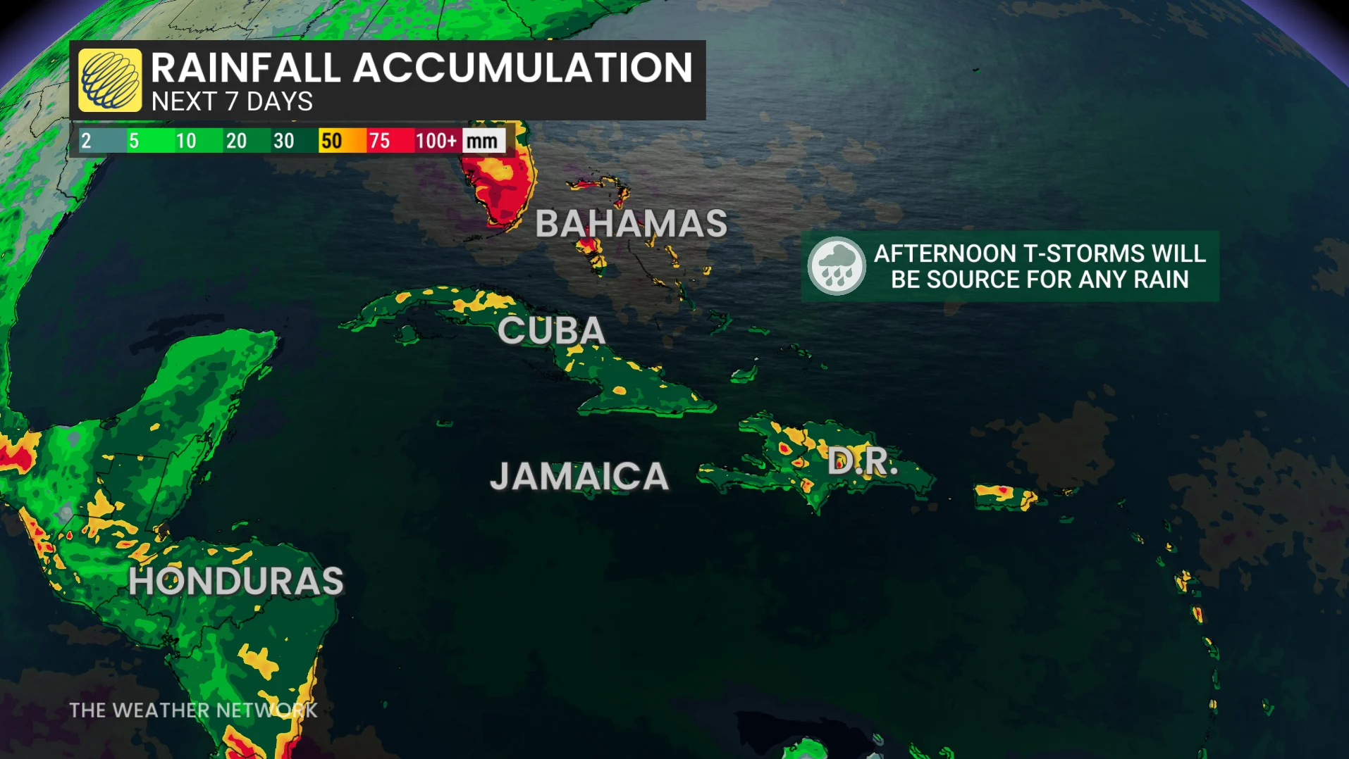Dolly Caribbean rainfall
