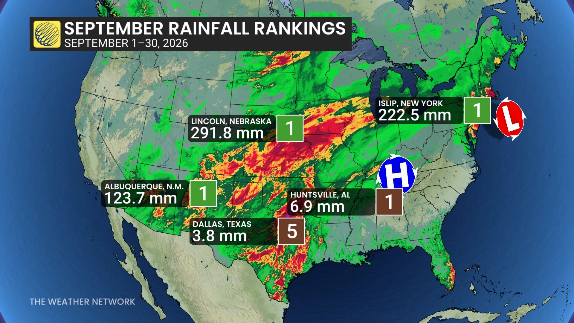 September 2026 US Rainfall Totals