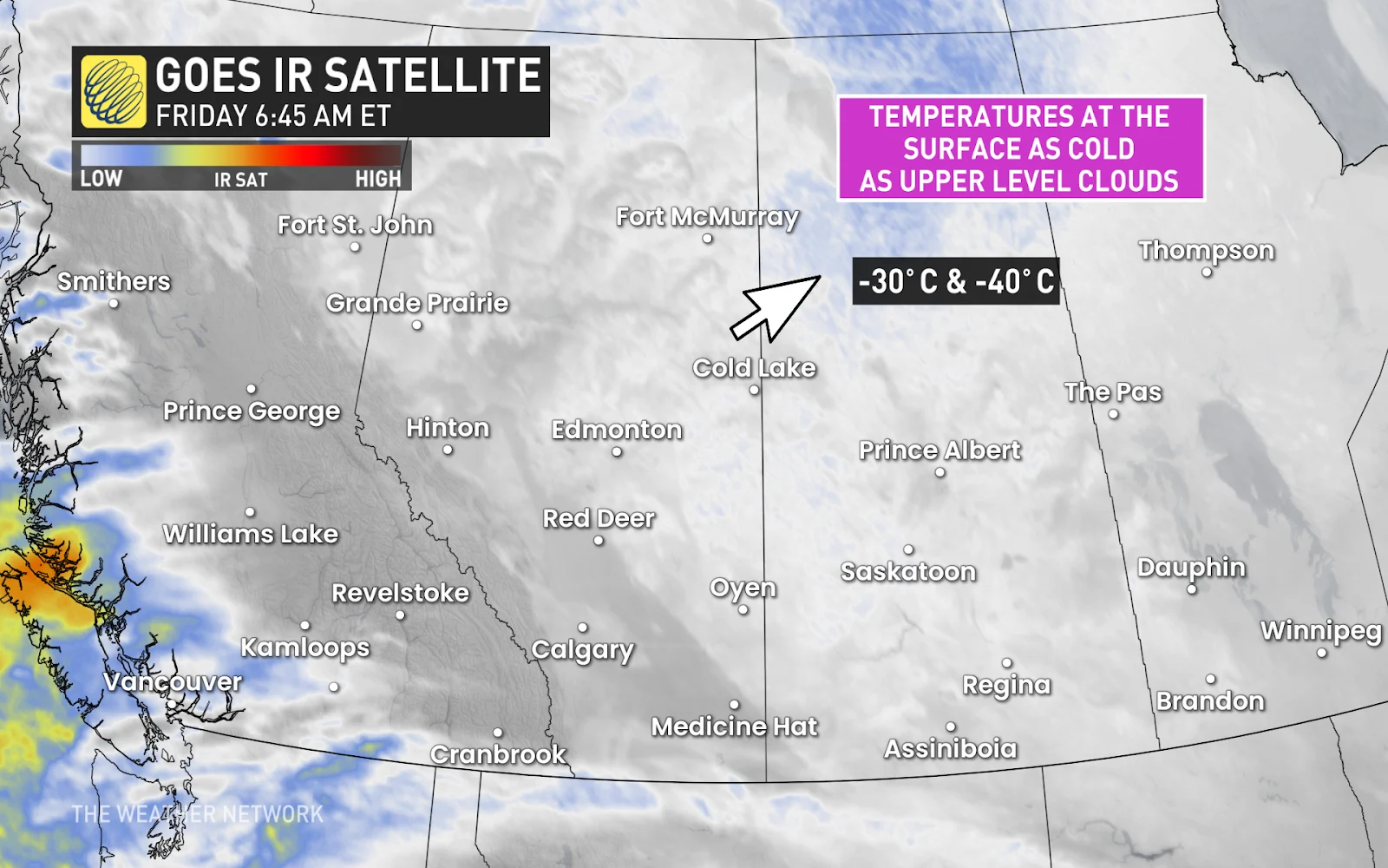 Prairies infrared satellite Friday January 3