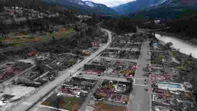 Aerial view of wildfire damage in Lytton, B.C./CBC