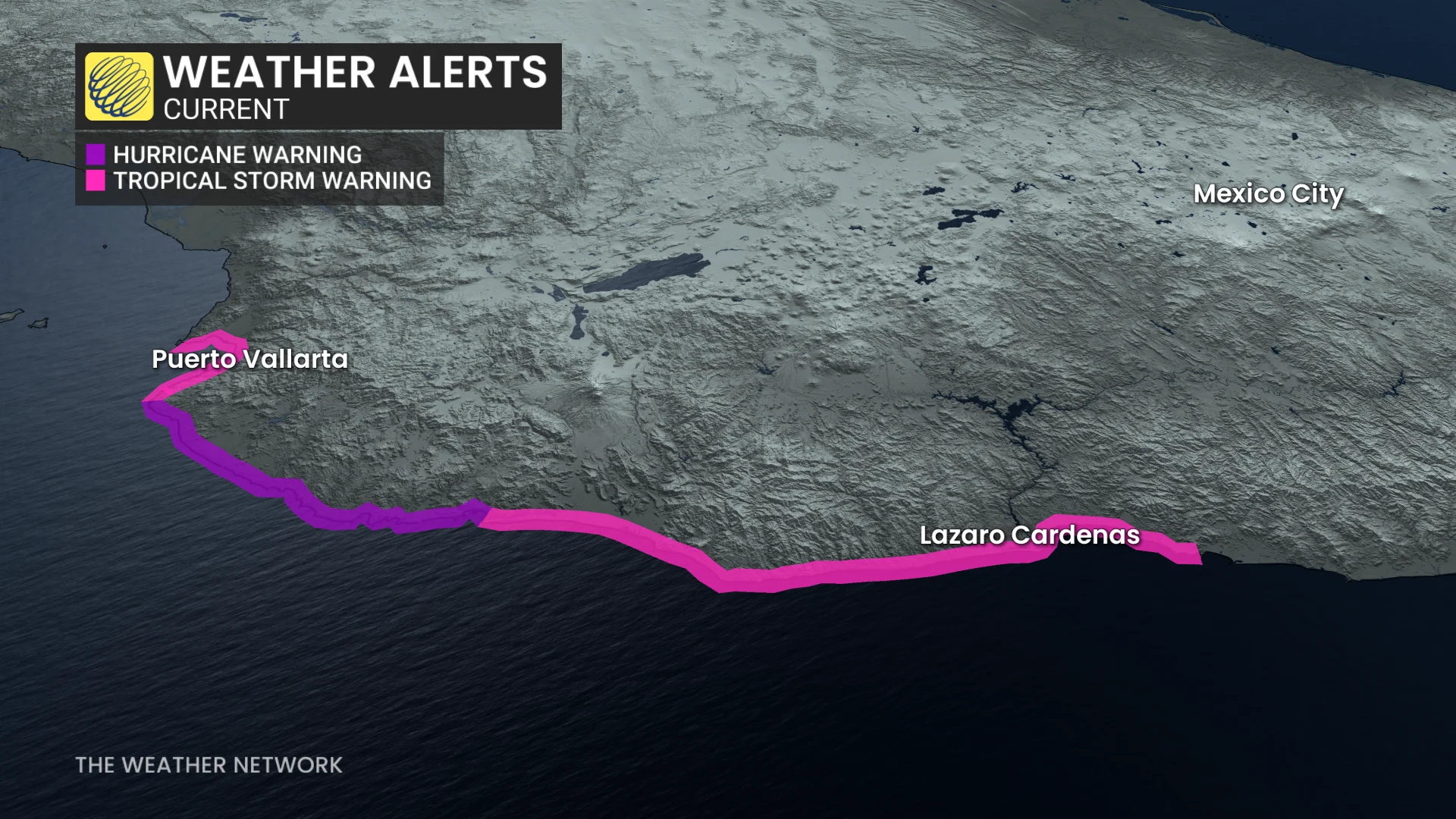 Hurricane and tropical storm warnings Mexico
