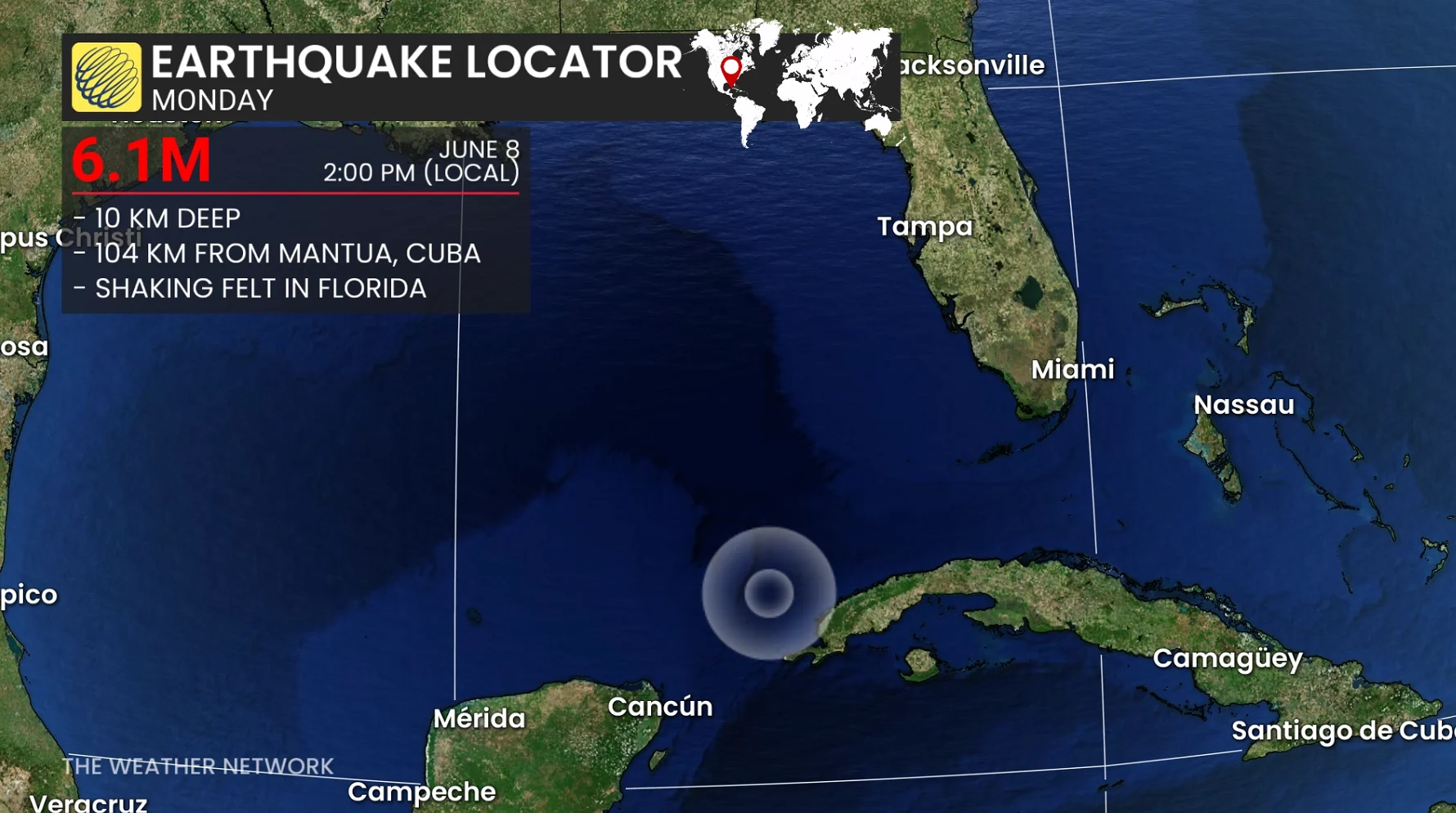 Baron - June 8, 2026: Earthquake off coast of Cuba