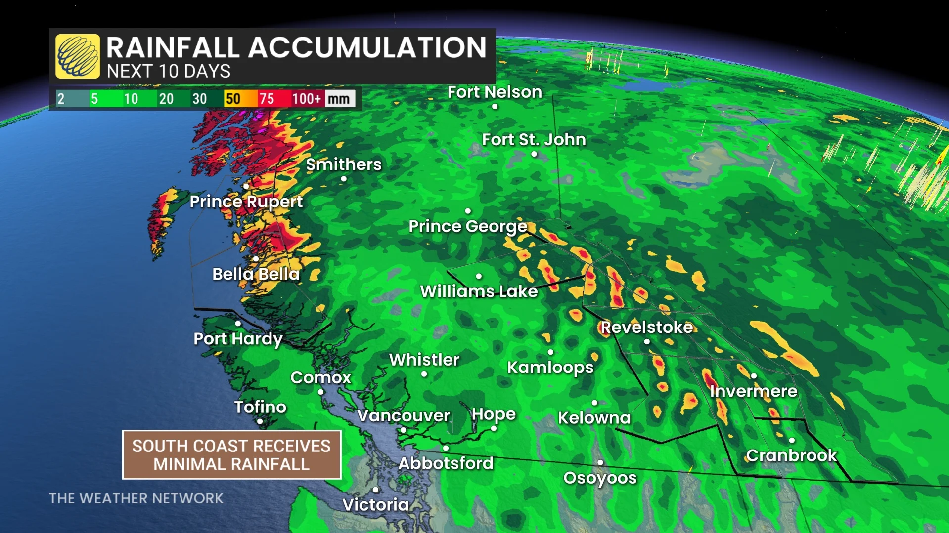 B.C. rainfall accumulation over the next 10 days