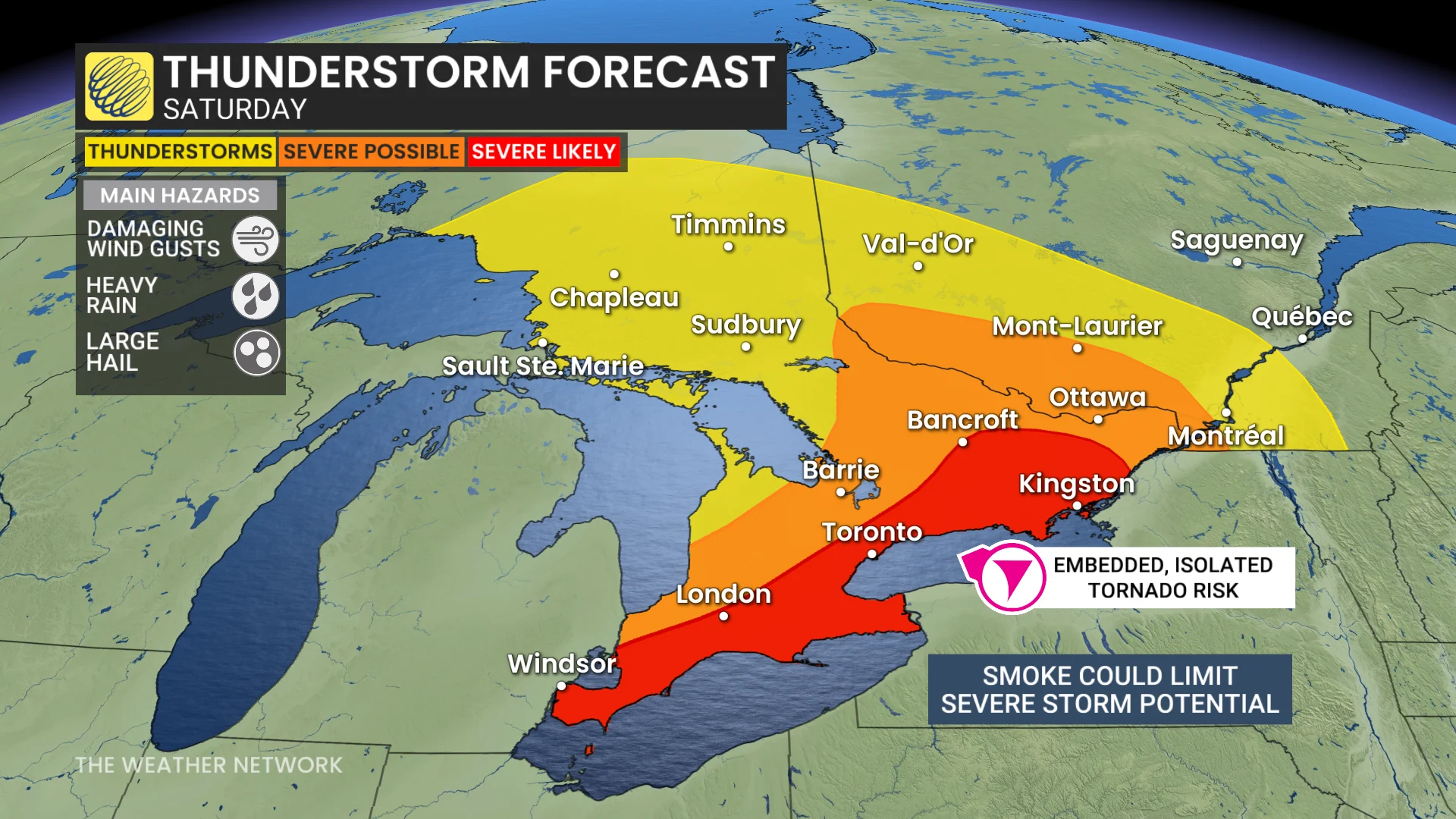 Ontario thunderstorm forecast Saturday