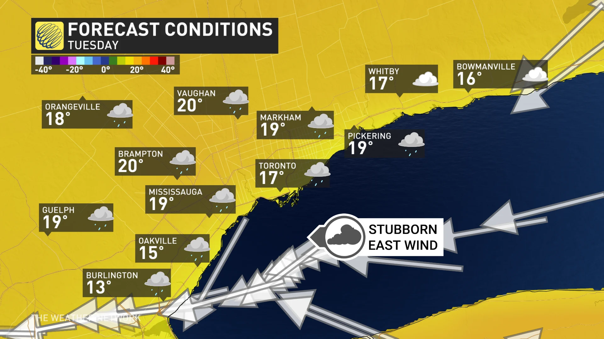 Ontario Tuesday temperature forecast conditions GTA crop