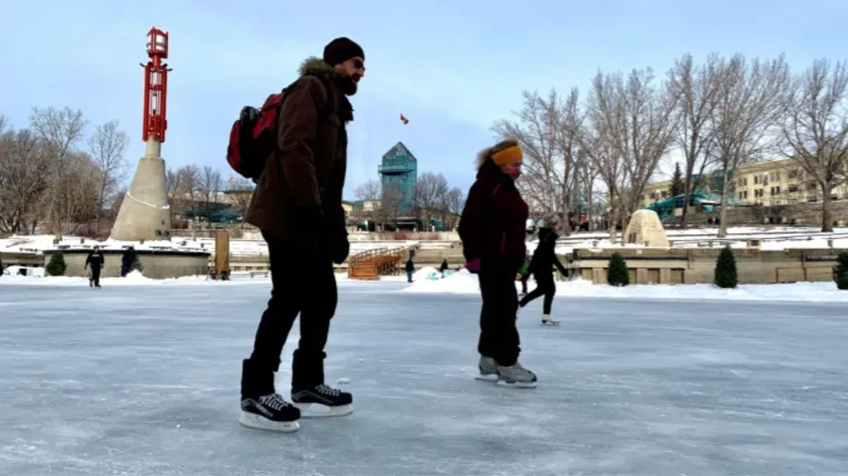 CBC: The Centennial River Trail, as it is formally known, officially opened Tuesday. The trail so far only runs along the Assiniboine River, but a spokesperson from The Forks says it could expand to the Red River as early as next week, weather permitting. (Gilbert Rowan/CBC)