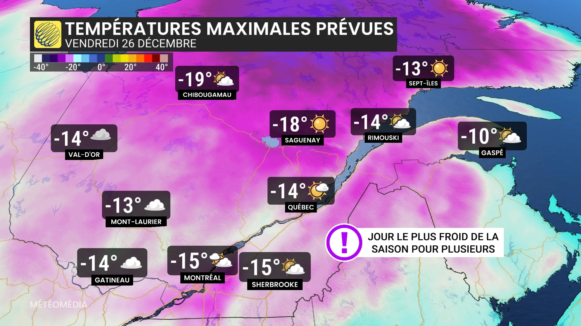 40 degrés d’écart entre ces régions : le Québec à un de ces extrêmes