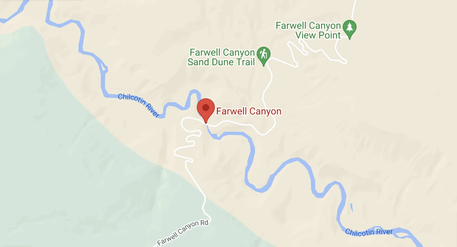 GOOGLE MAP: Reports of a landslide in Nagwentled, also known as Farwell Canyon. 