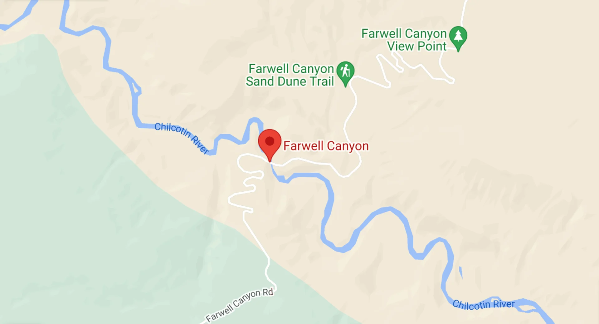 GOOGLE MAP: Reports of a landslide in Nagwentled, also known as Farwell Canyon.