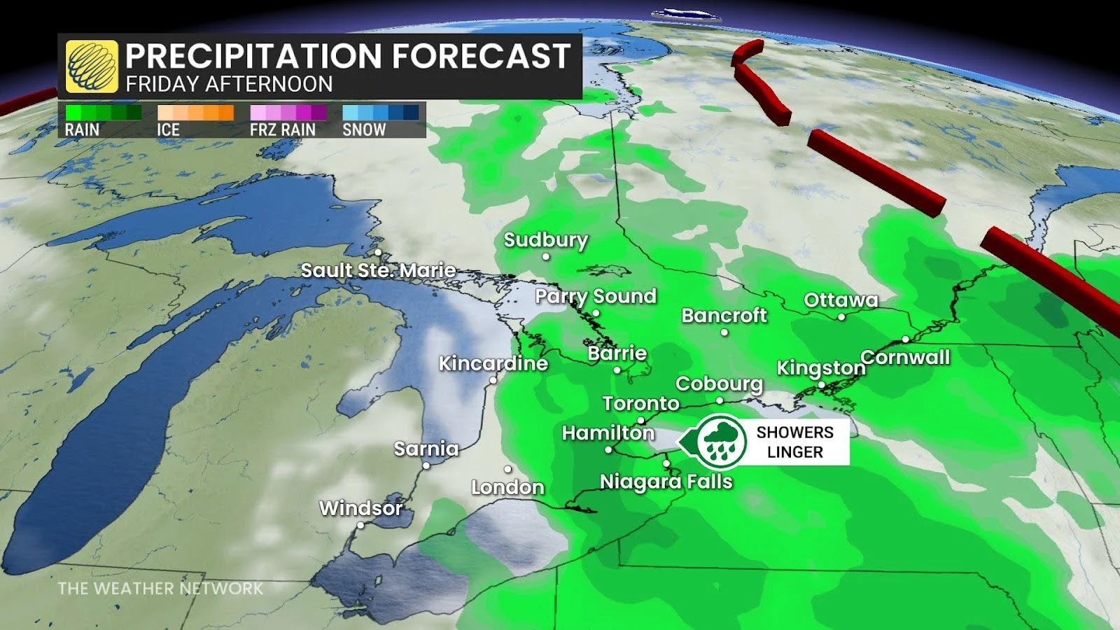 Ontario forecast radar precipitation Friday afternoon - May 20, 2025