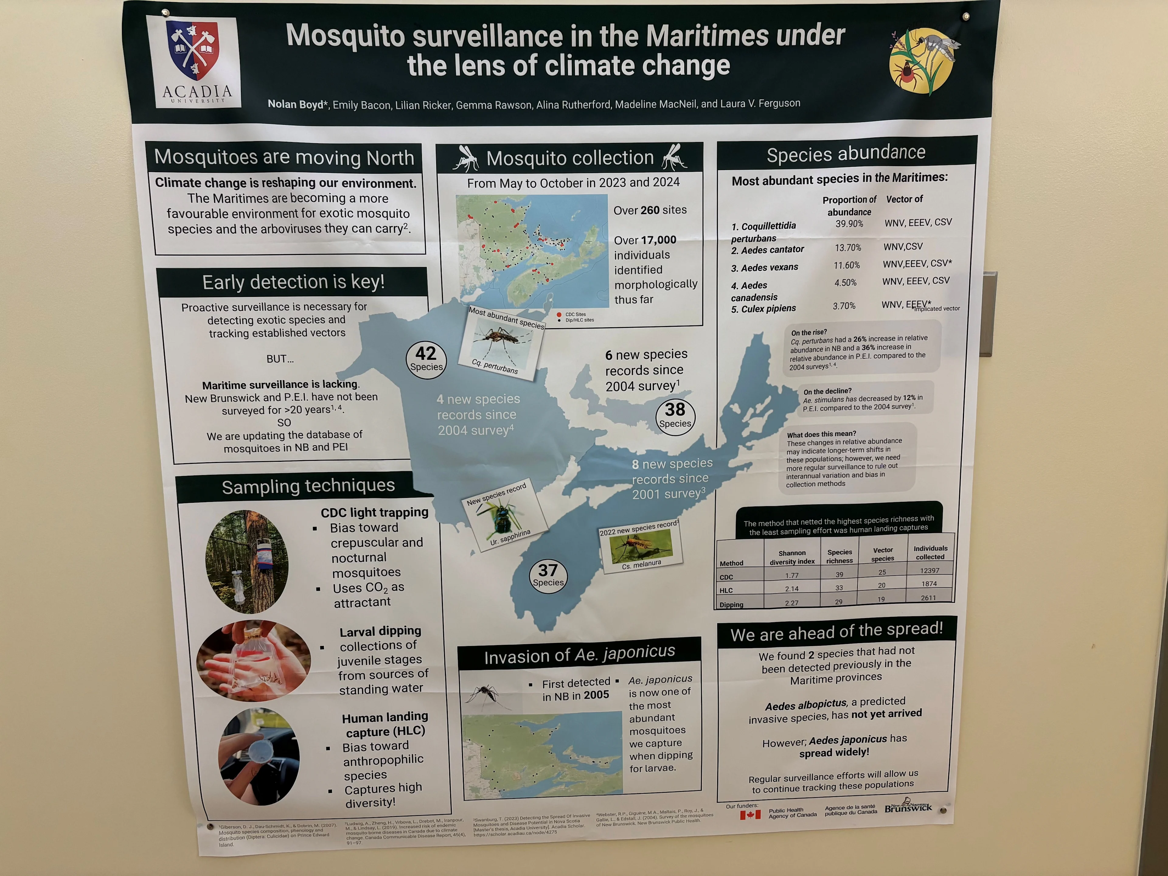 Mosquito research poster at Acadia University in Wolfville, N.S./Nate Coleman/TWN