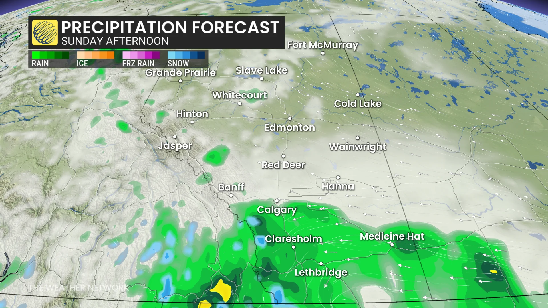 Barron - Sunday Afternoon Alberta Precipitation