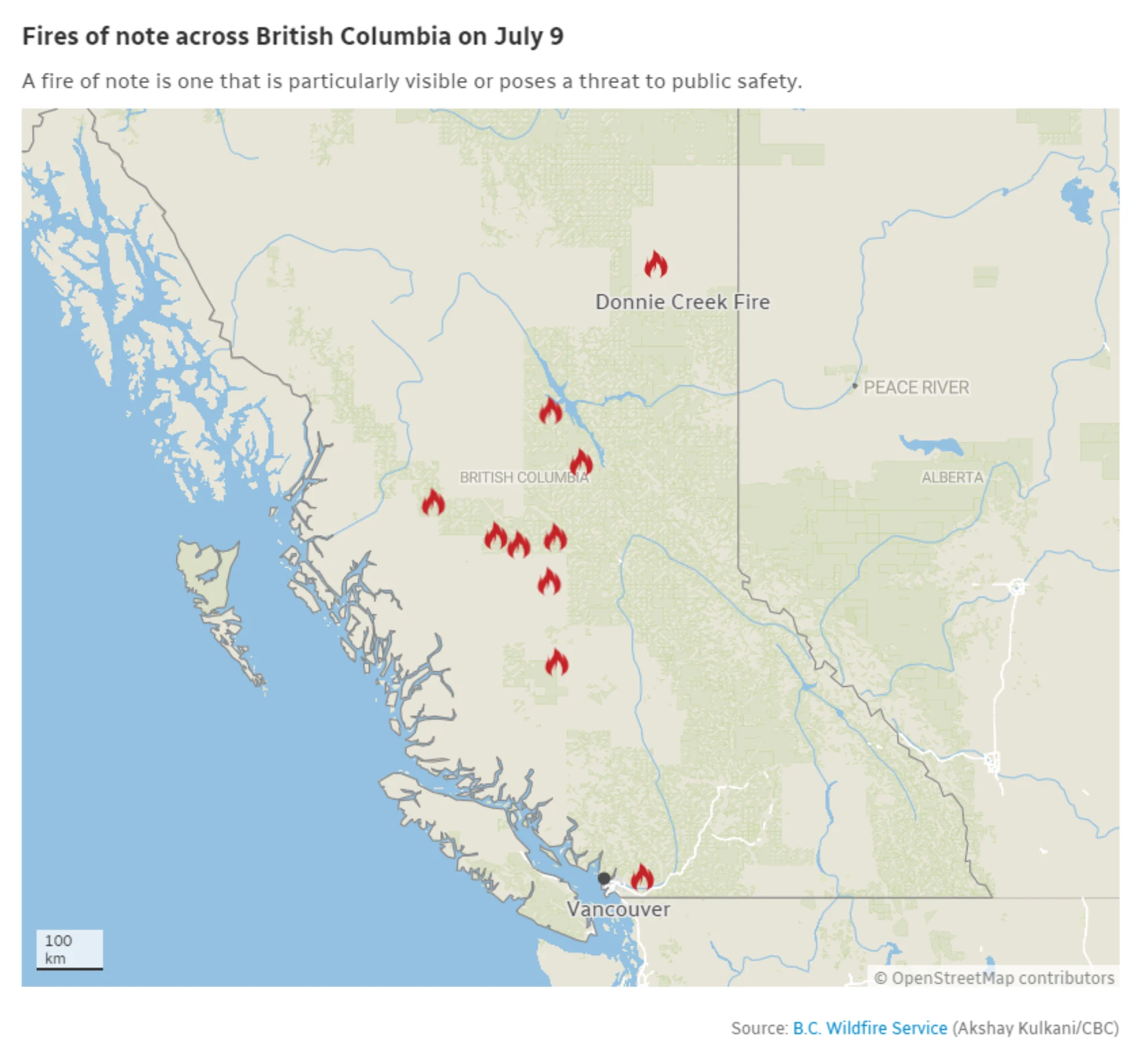 CBC - BC fires of note - July10