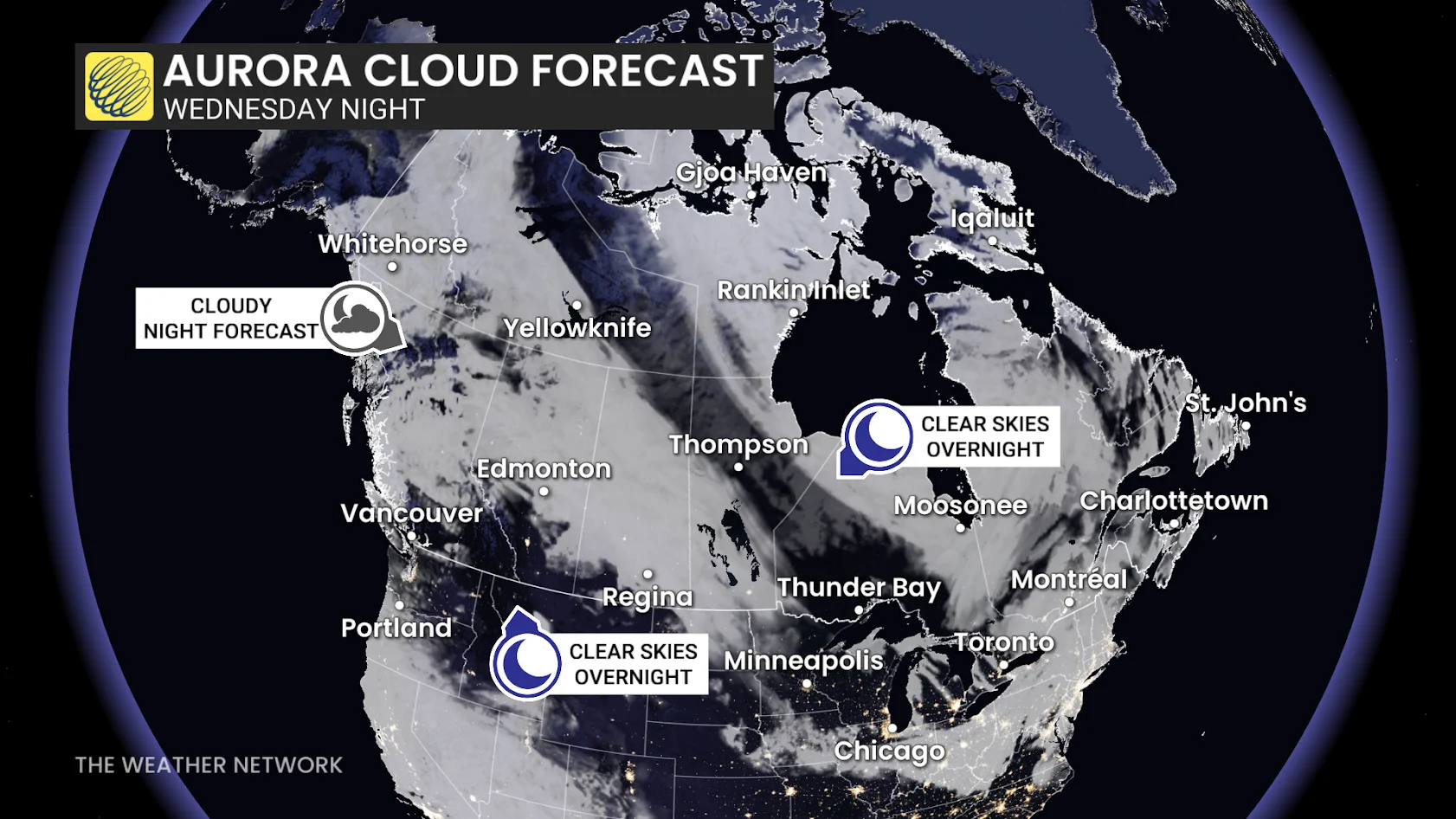 Canada Wednesday overnight forecast cloud cover - Dec. 31, 2025