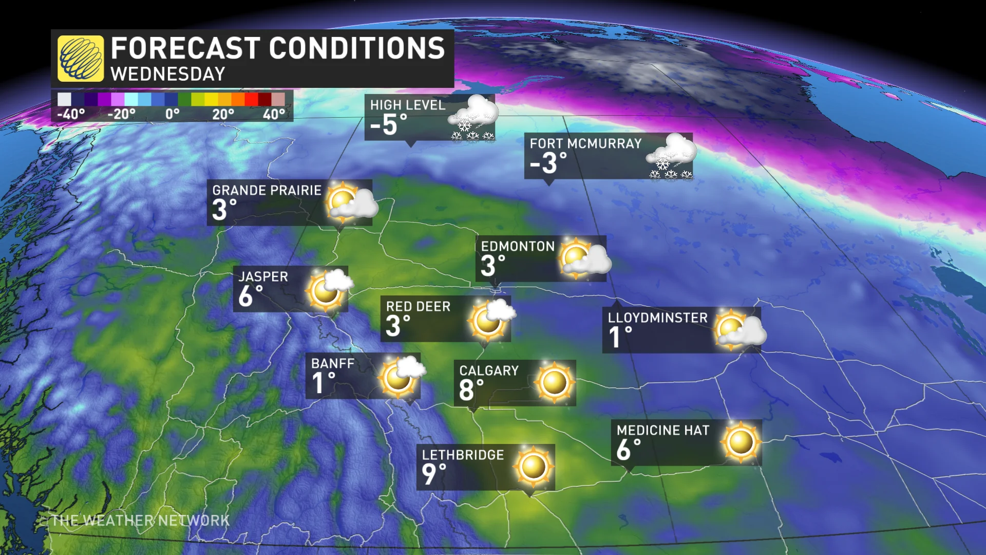 Baron - Alberta mild temperatures Wednesday - Jan28