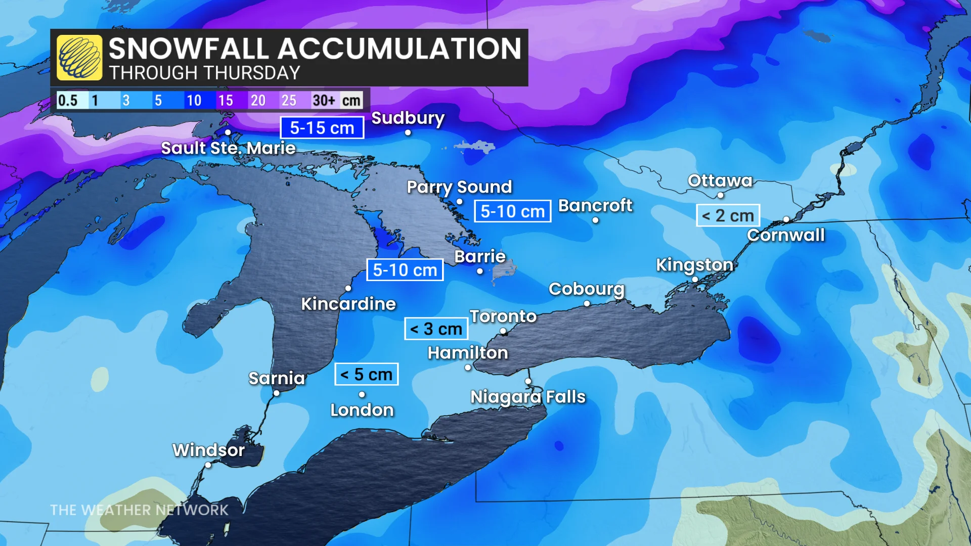 Baron - Ontario snow totals - Mar5