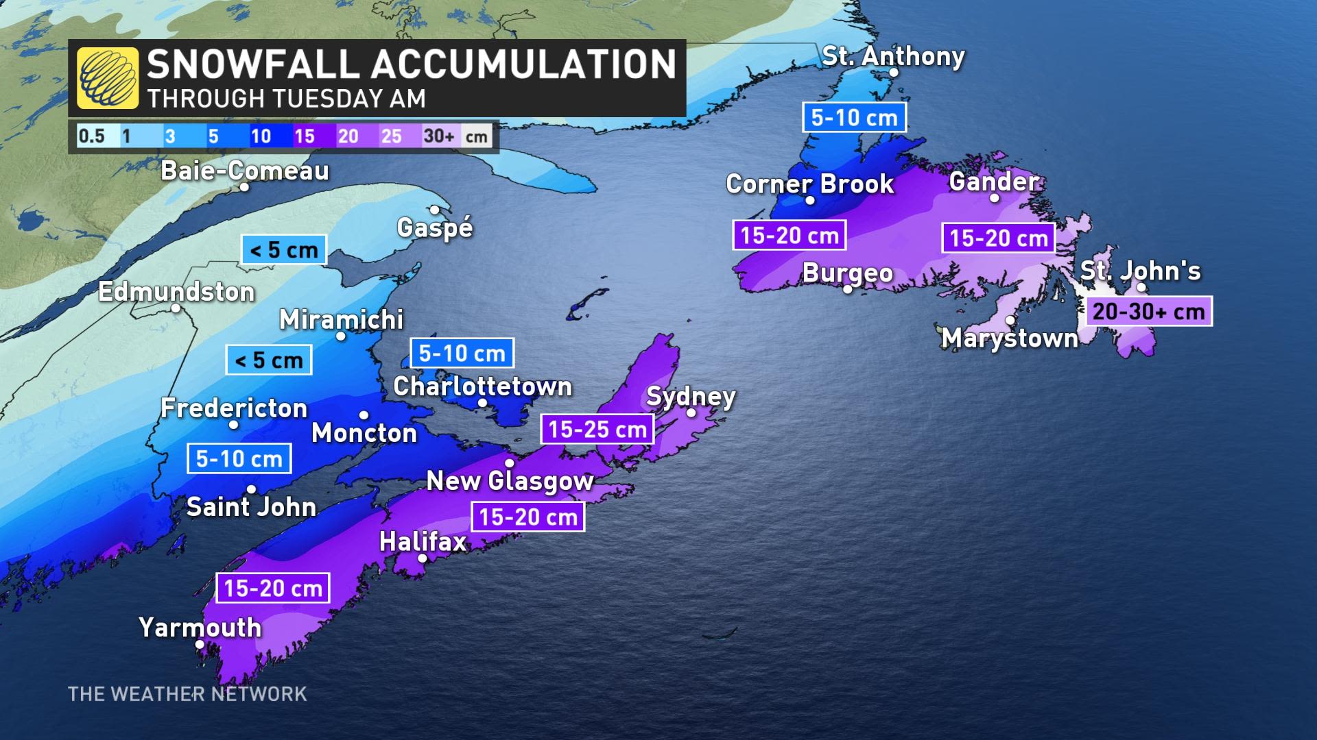 Atlantic Canada braces for more snow as potent system tracks in The