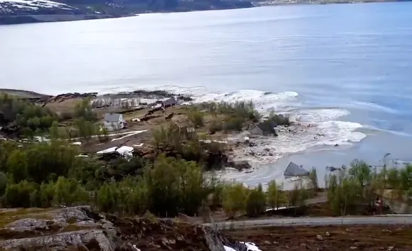 Houses dragged out to sea by 2,000-foot-wide landslide in Norway