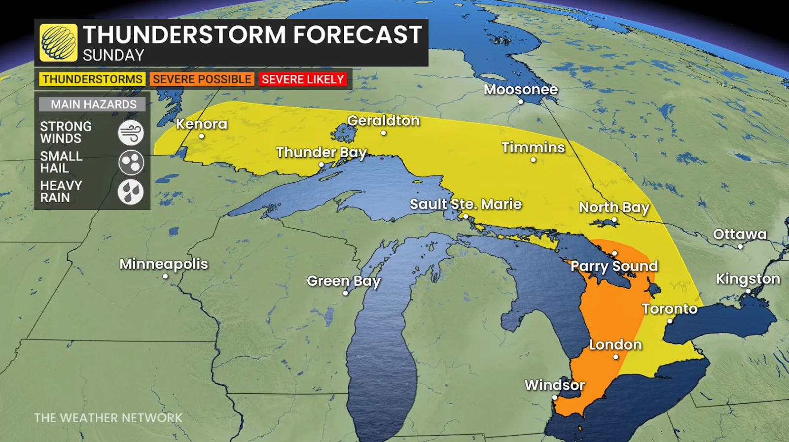 Thunderstorm forecast for Ontario