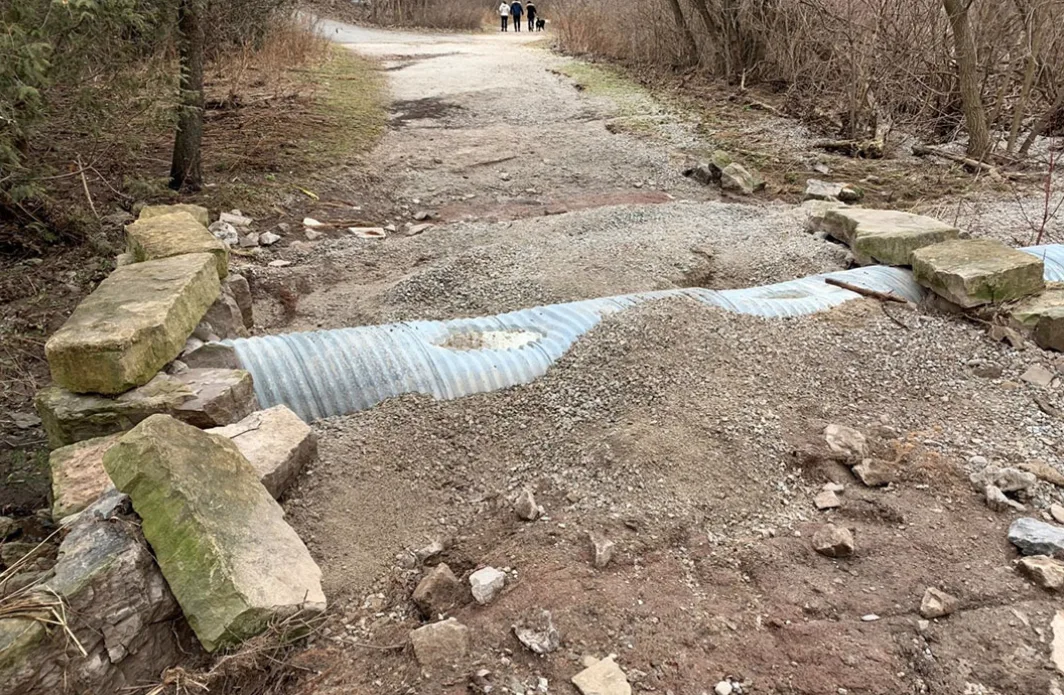 City of Missisauga - Damage to the Culham Trail has left exposed pipes