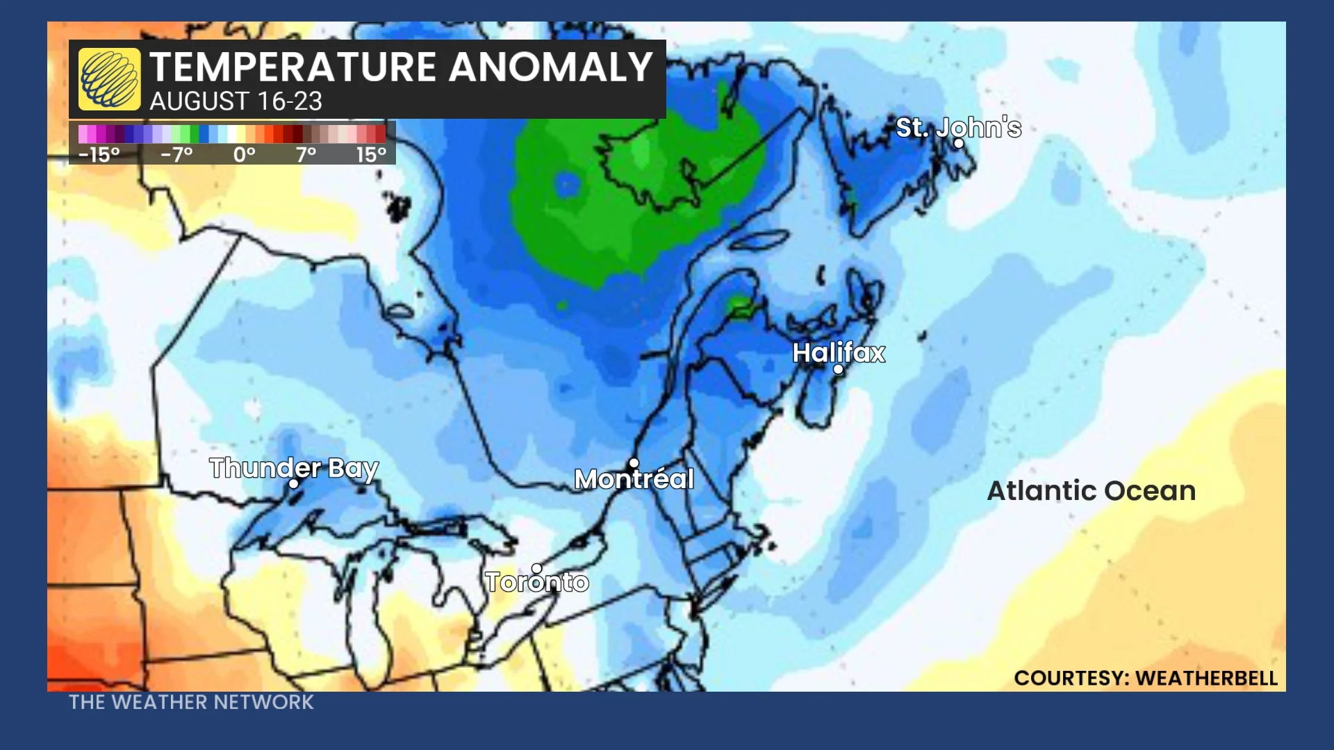 Mid August temperature anomaly