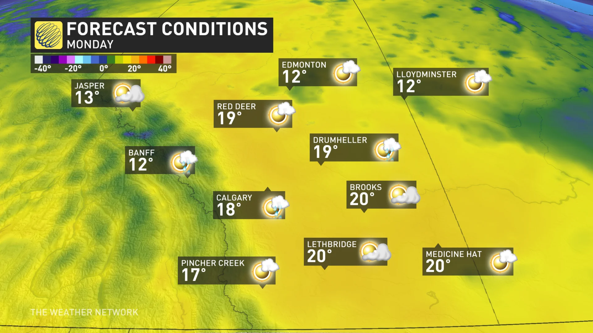 Baron - Alberta Monday temperatures - April 1