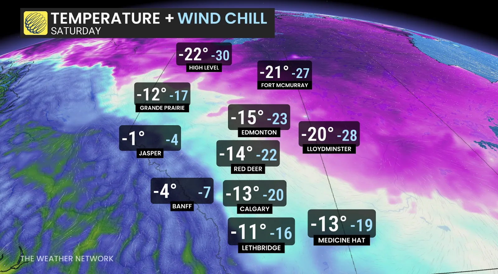 Alberta Temperature Wind Chill Saturday