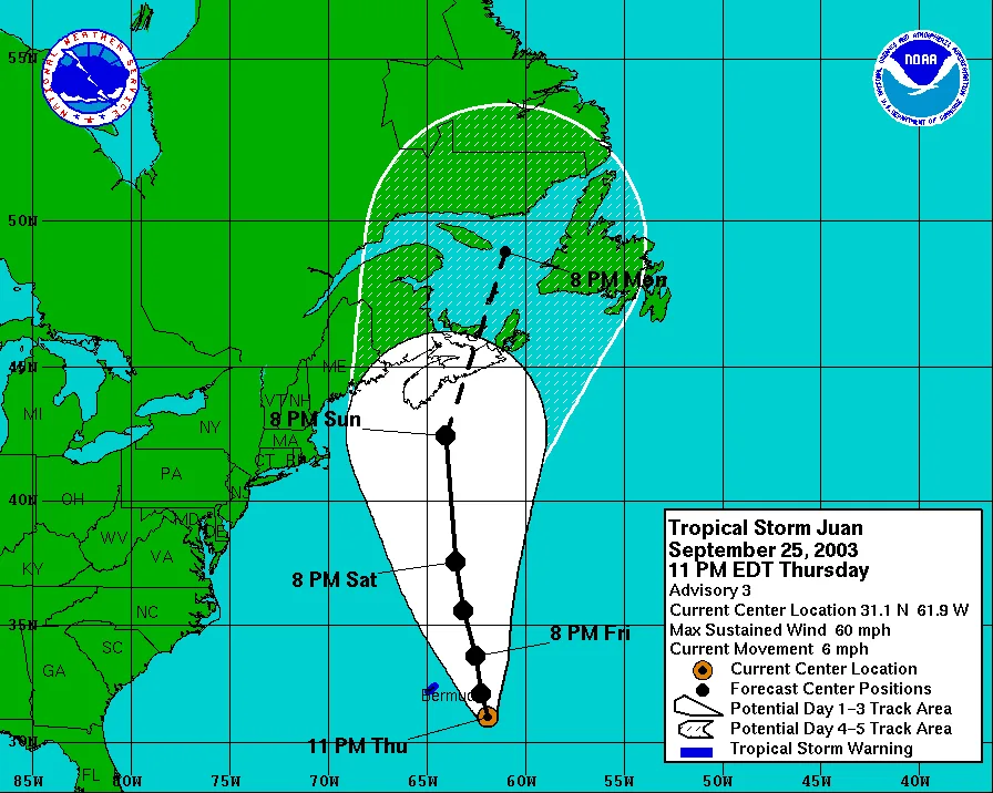 (NHC) hurricane juan forecast track september 2003