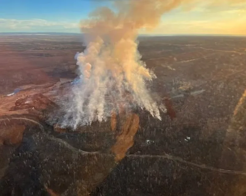 CBC - Aerial view of Saprae Creek Estates fire - Alberta Wildfire