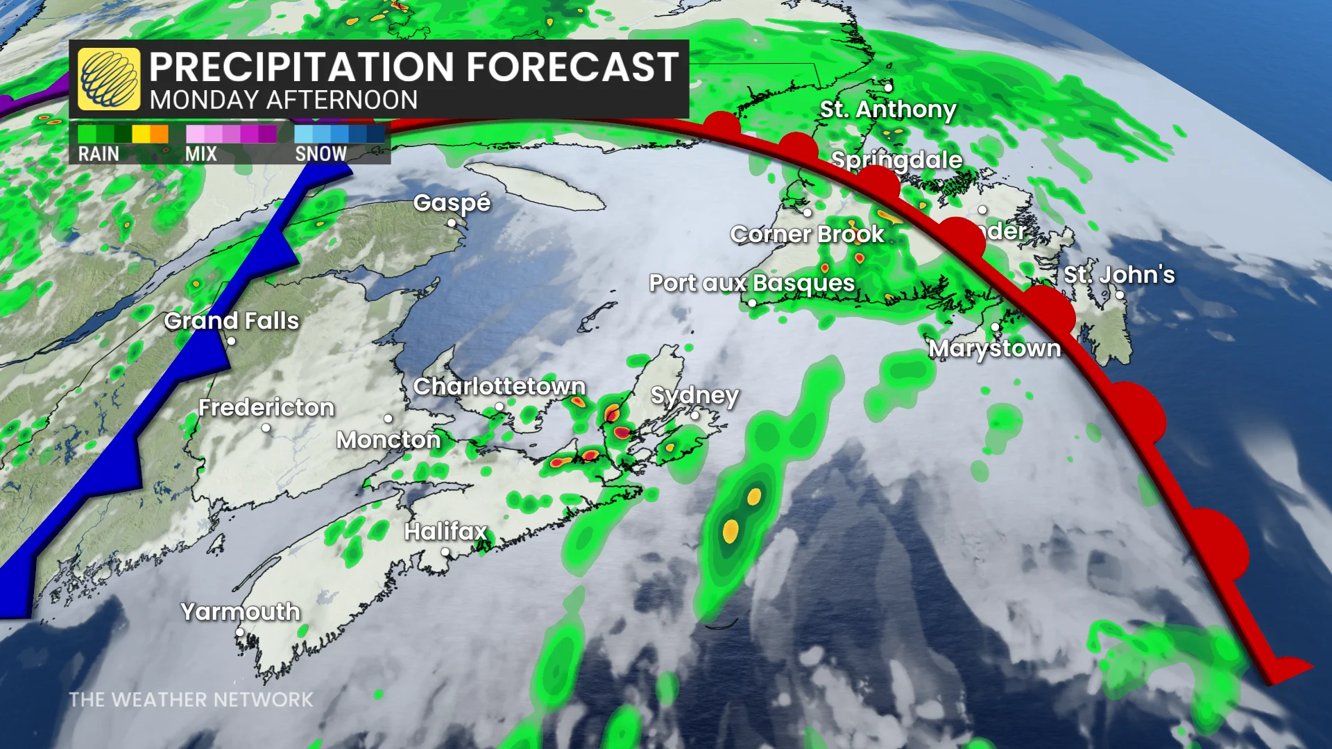 Atlantic Canada forecast storms Monday afternoon - Aug. 24, 2026