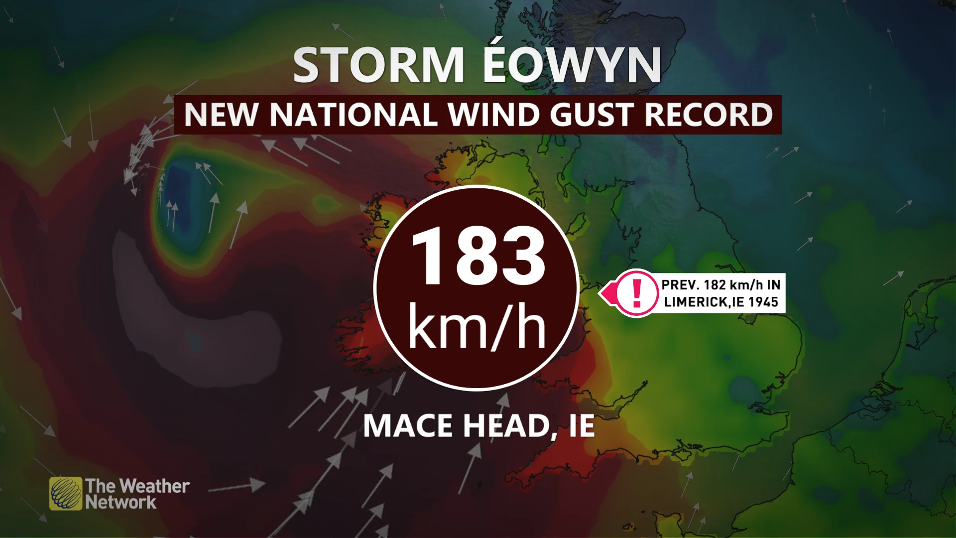 Baron - Mace Head Ireland wind record - Jan24