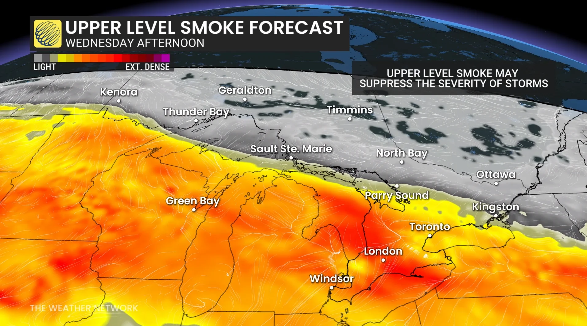 Upper-level smoke forecast Ontario Wednesday afternoon