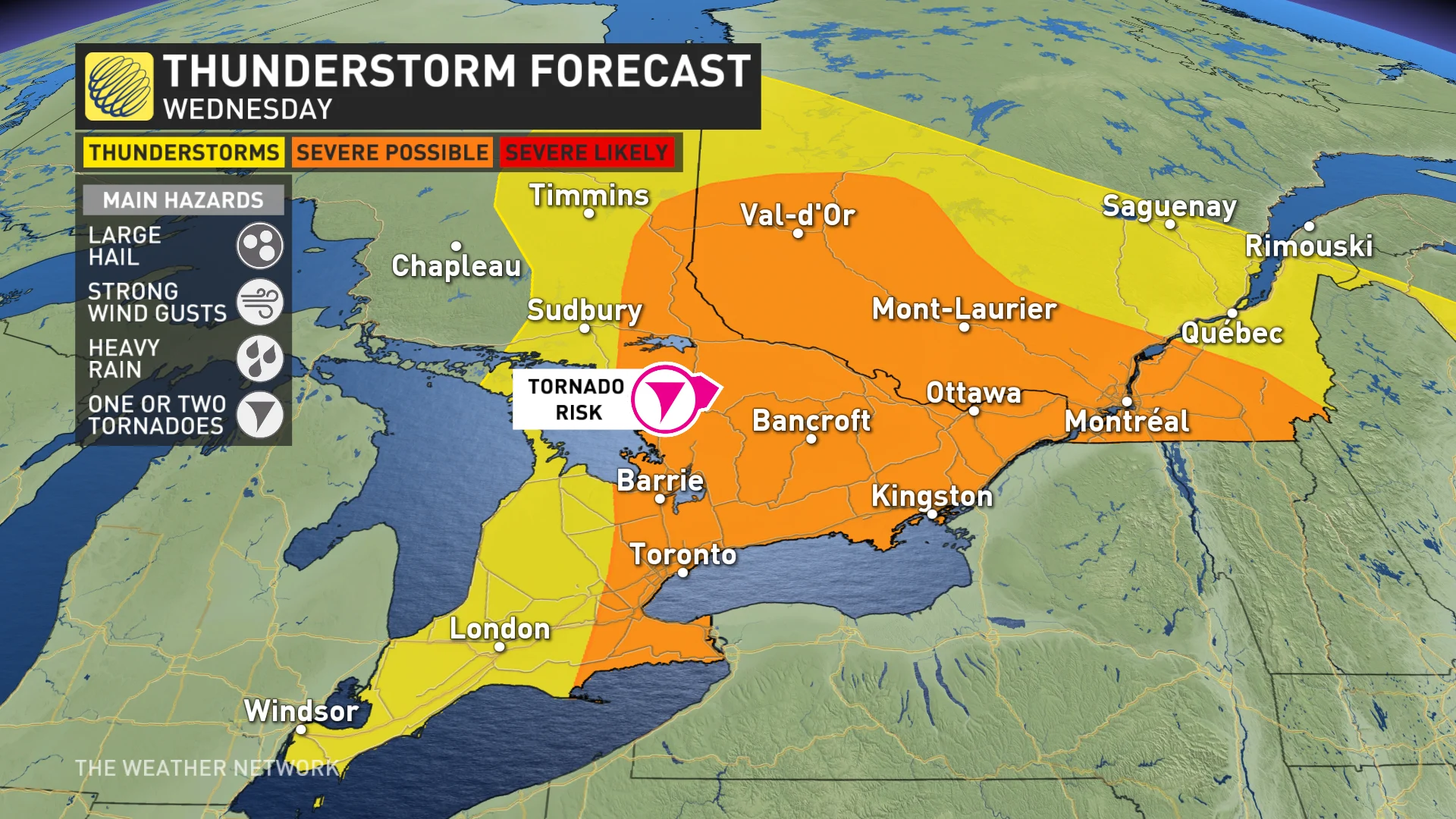 Ontario and Quebec storm risk map Wednesday_May 21