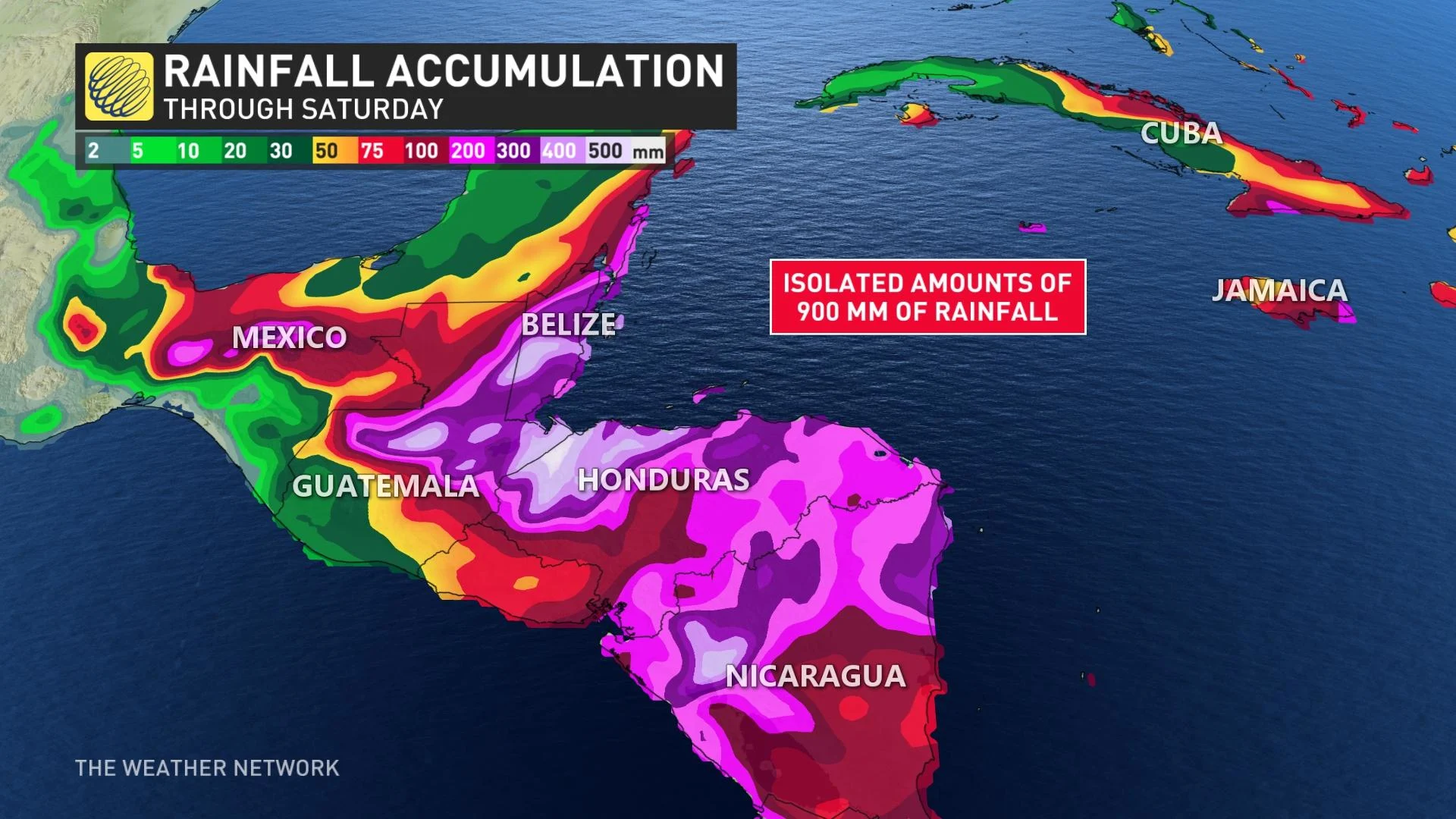 Hurricane Eta rainfall map, Nov. 2