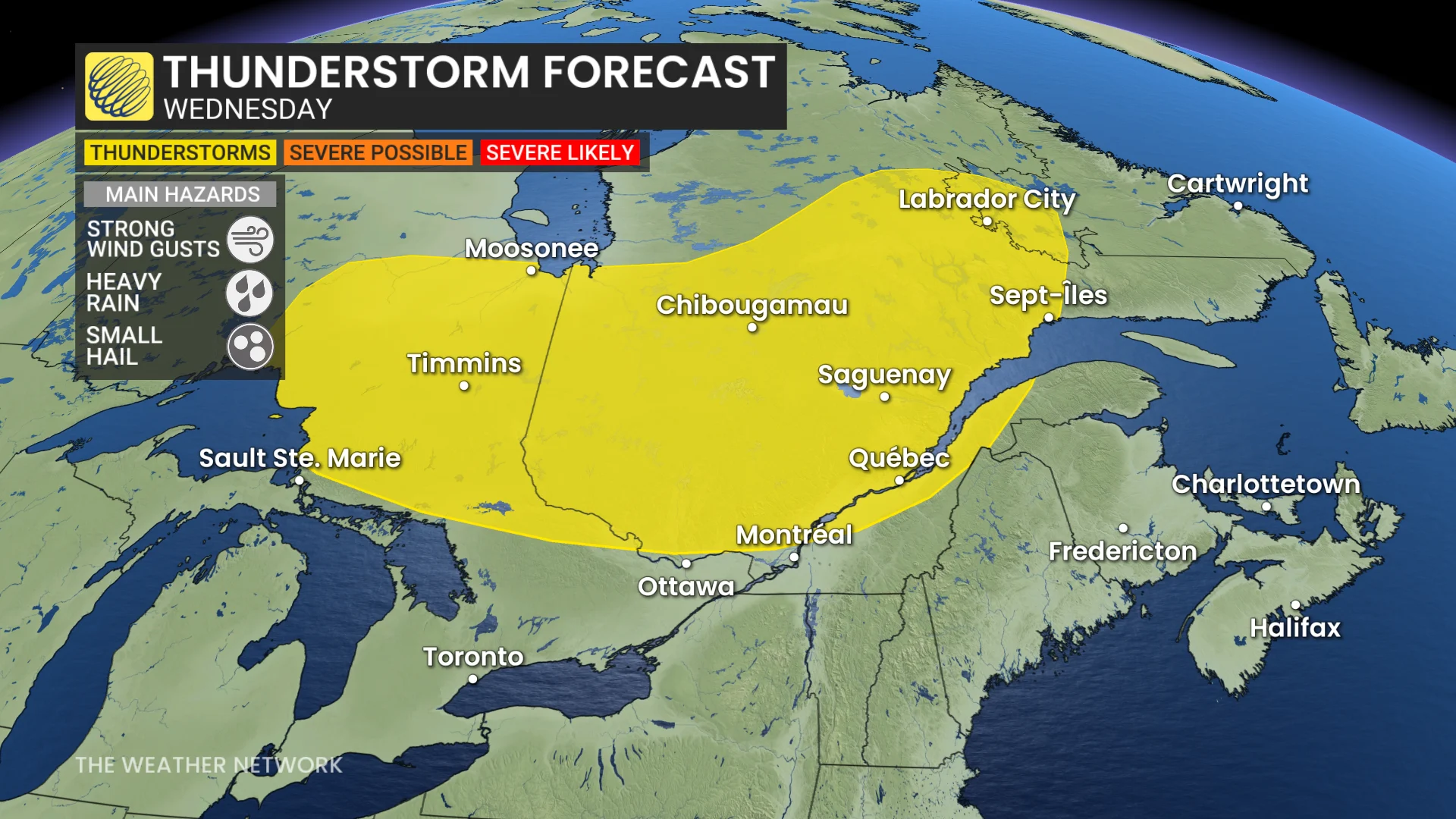 Baron - Quebec thunderstorm risk Wednesday - June10